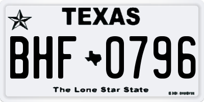 TX license plate BHF0796