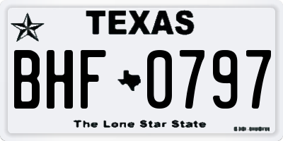 TX license plate BHF0797