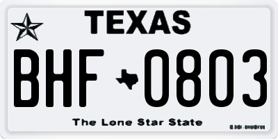 TX license plate BHF0803