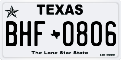 TX license plate BHF0806