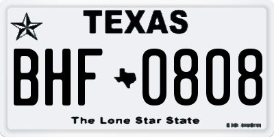 TX license plate BHF0808