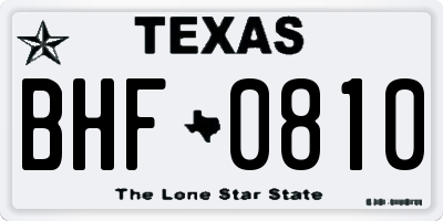 TX license plate BHF0810