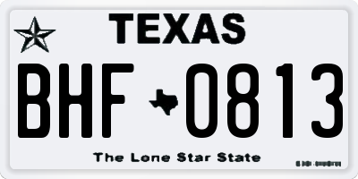 TX license plate BHF0813