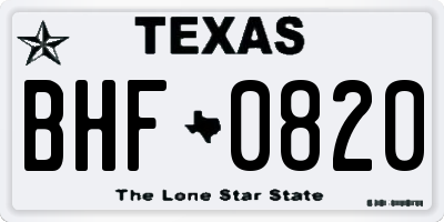 TX license plate BHF0820