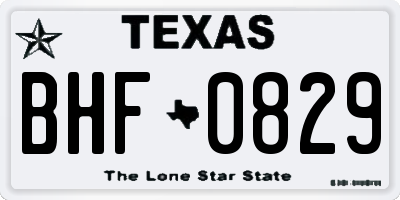 TX license plate BHF0829