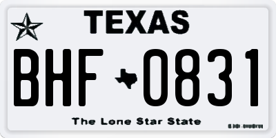 TX license plate BHF0831