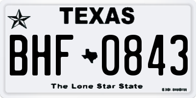 TX license plate BHF0843
