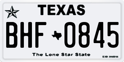 TX license plate BHF0845