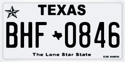 TX license plate BHF0846