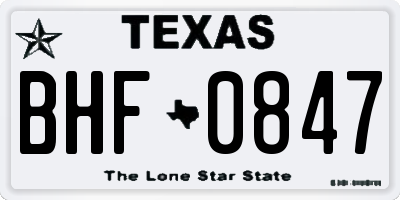 TX license plate BHF0847