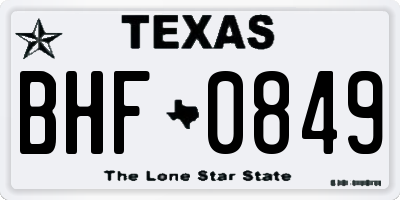 TX license plate BHF0849