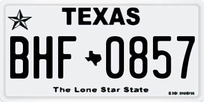 TX license plate BHF0857