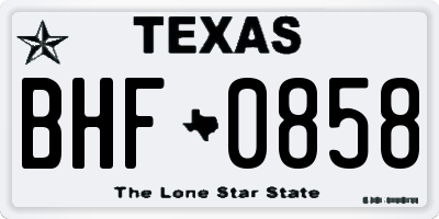 TX license plate BHF0858