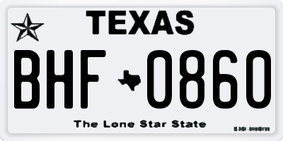 TX license plate BHF0860