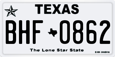 TX license plate BHF0862