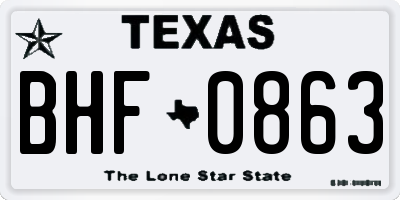 TX license plate BHF0863