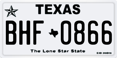 TX license plate BHF0866