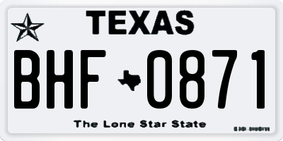 TX license plate BHF0871