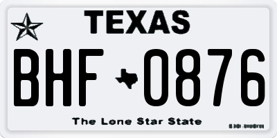 TX license plate BHF0876
