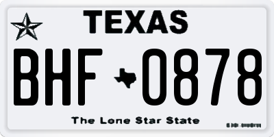 TX license plate BHF0878