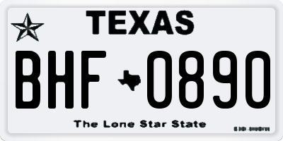 TX license plate BHF0890