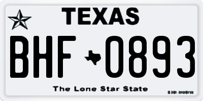 TX license plate BHF0893