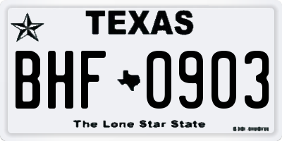 TX license plate BHF0903