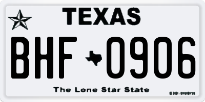 TX license plate BHF0906