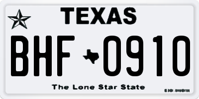 TX license plate BHF0910