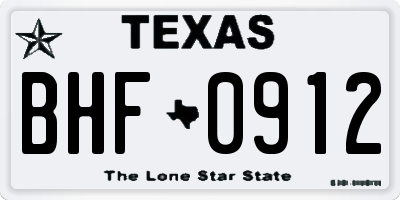 TX license plate BHF0912