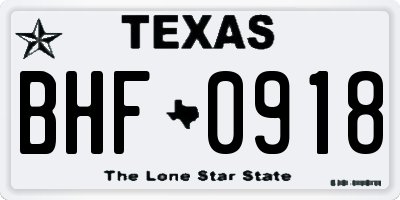 TX license plate BHF0918