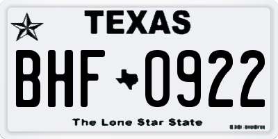 TX license plate BHF0922