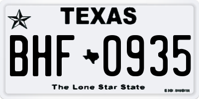 TX license plate BHF0935