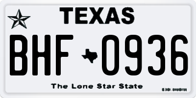 TX license plate BHF0936