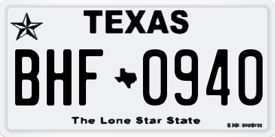 TX license plate BHF0940