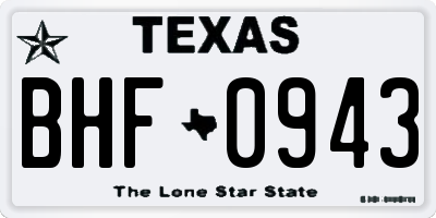 TX license plate BHF0943