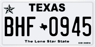 TX license plate BHF0945