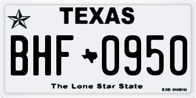 TX license plate BHF0950