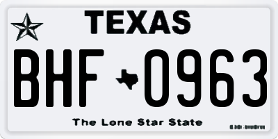 TX license plate BHF0963