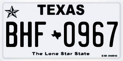 TX license plate BHF0967