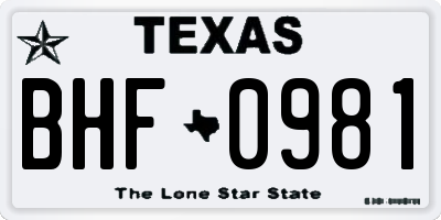 TX license plate BHF0981