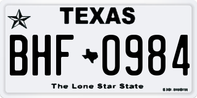 TX license plate BHF0984