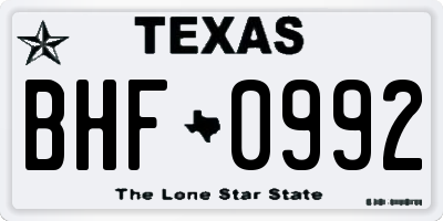 TX license plate BHF0992