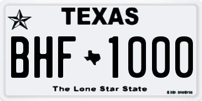 TX license plate BHF1000