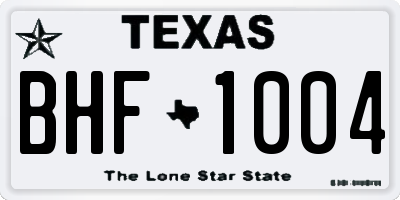 TX license plate BHF1004