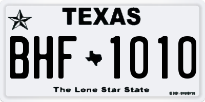 TX license plate BHF1010