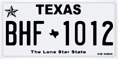 TX license plate BHF1012