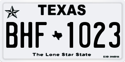 TX license plate BHF1023