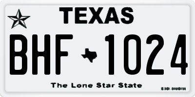TX license plate BHF1024
