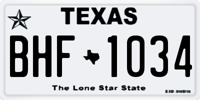 TX license plate BHF1034